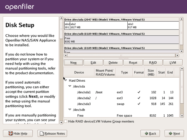 Graphical Installation: final partition scheme