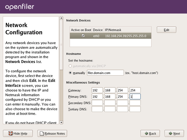 Graphical Installation: final partition scheme